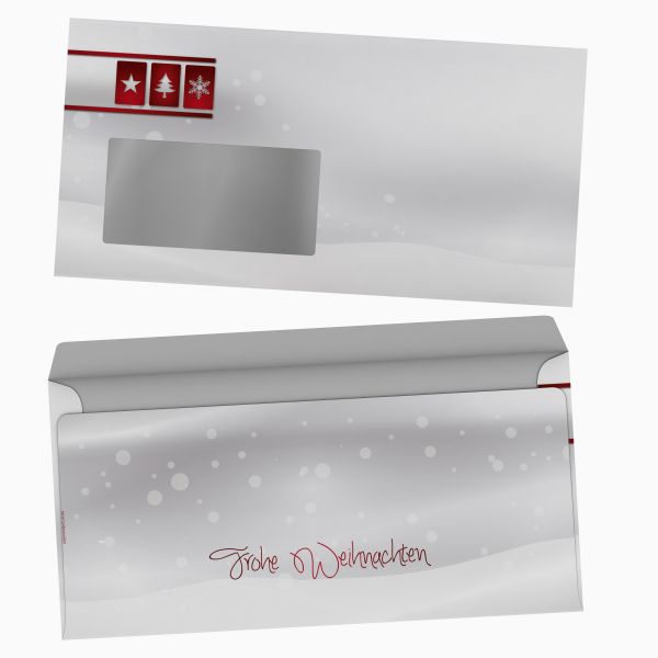 Christmas stationery White Christmas with additional Silver Colour with window envelopes