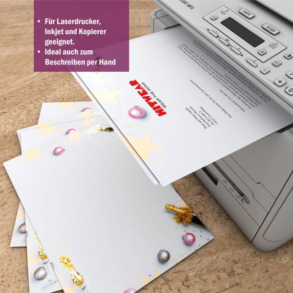 Weihnachtsbriefpapier DIN A4 Briefpapier Silvesterparty +++neu – Motivdetail