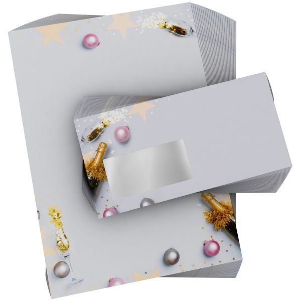 Detailansicht vom Weihnachtsbriefpapier Briefpapier Silvesterparty +++neu mit winterlichem Design
