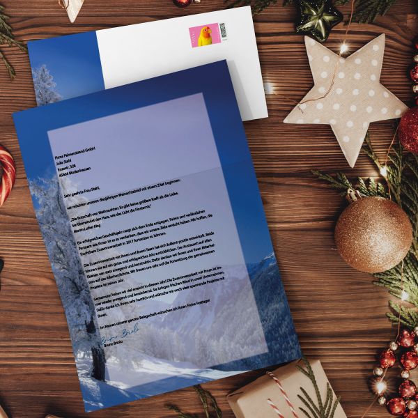 Weihnachtliches Briefpapier Winterlandschaft für Firmen und Privatkunden