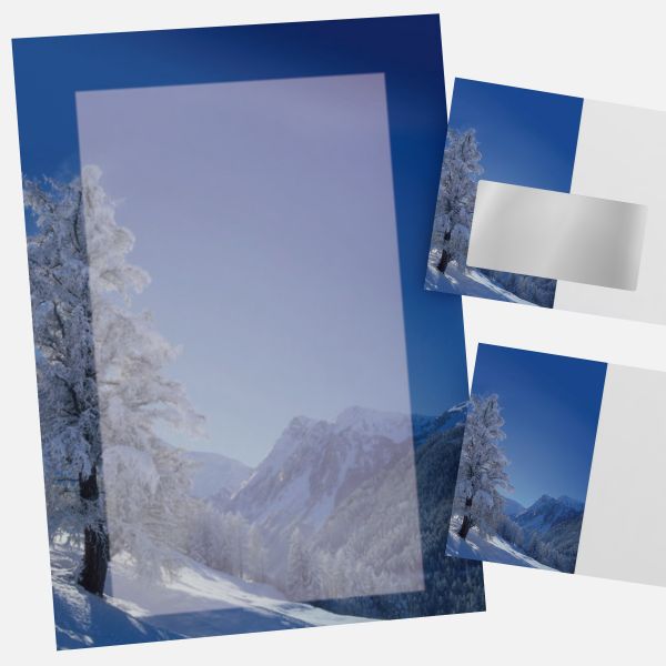 Festliches Weihnachtsbriefpapier mit Motiv Winterlandschaft in DIN A4