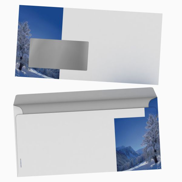 Weihnachtsbriefpapier Winterlandschaft mit Fensterkuverts
