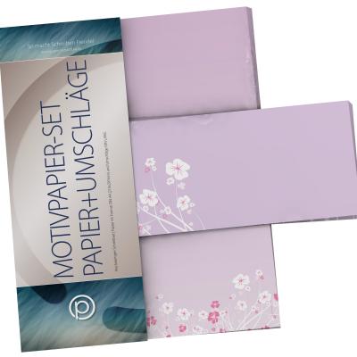 Preview: Motivpapier Blumenranken LILA Briefpapier mit Motiv