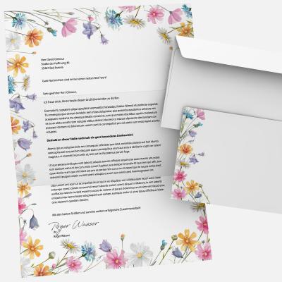 Motivpapier Blumenranken LILA Briefpapier mit Motiv