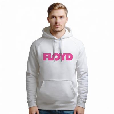 Preview: FLOYD Hoodie Herren Damen – Weißer Kapuzenpullover mit Statement Print in PINK