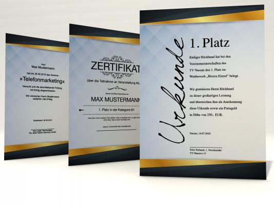 Urkundenpapier Zertifikat