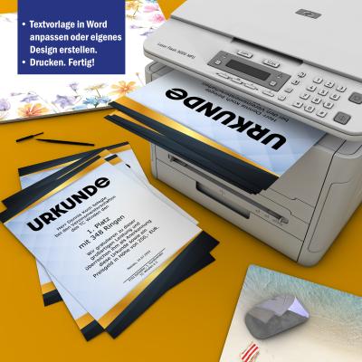 Preview: Urkundenpapier DIN A4 190 g/m² beidseitig bedruckt – Motiv Square im modernen Blau-Silber-Design