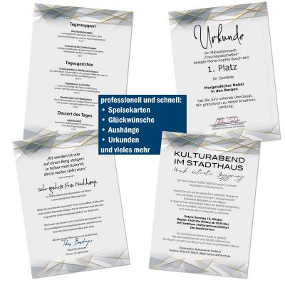 Urkundenpapier DIN A4 190 g/m² beidseitig bedruckt – Motiv Prestige Lines2