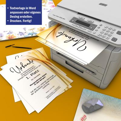 Urkundenpapier DIN A4 190 g/m² beidseitig bedruckt – Motiv Ambiance in warmem Gold-Design