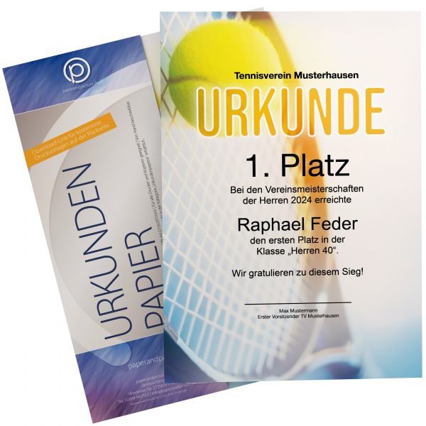 Urkundenpapier Tennis