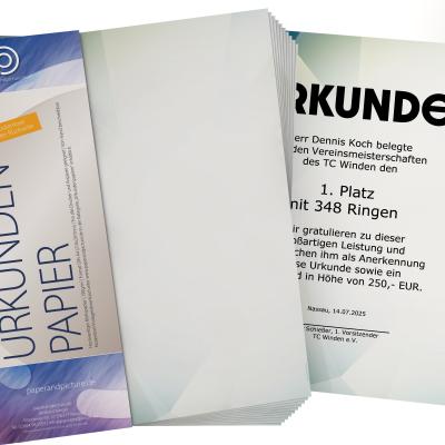 Preview: Urkundenpapier DIN A4 190 g/m² beidseitig bedruckt – Motiv Excellent Blue