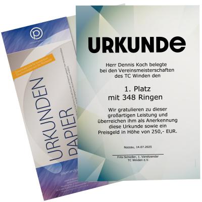 Preview: Urkundenpapier DIN A4 190 g/m² beidseitig bedruckt – Motiv Excellent Blue