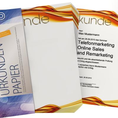 Urkundenpapier DIN A4 190 g/m² beidseitig bedruckt – Motiv Premium mit Goldwellen