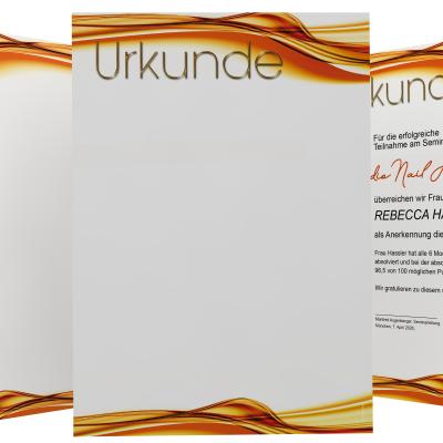 Preview: Urkundenpapier DIN A4 190 g/m² beidseitig bedruckt – Motiv Premium mit Goldwellen