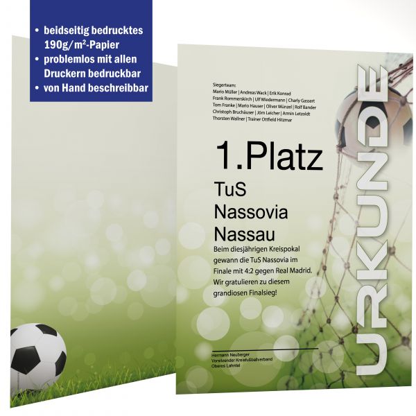 Certificate Paper Football