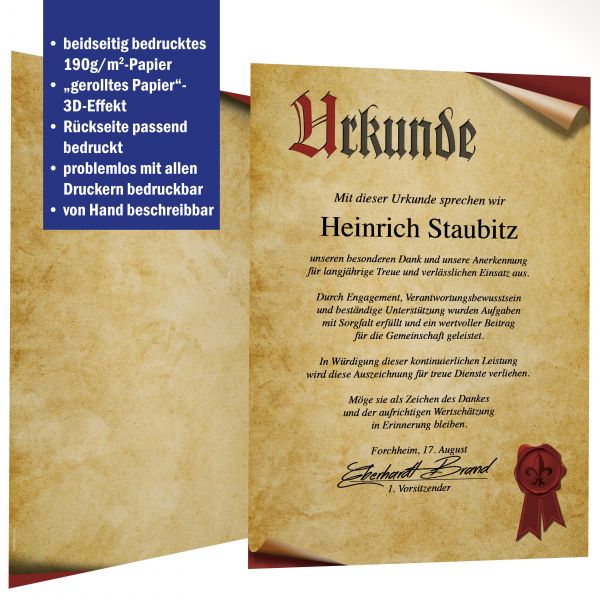 Urkundenpapier Urkundenrolle