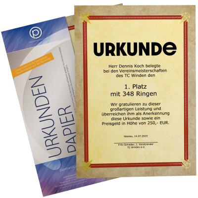 Preview: Urkundenpapier DIN A4 190 g/m² beidseitig bedruckt – Motiv Prestige Classic