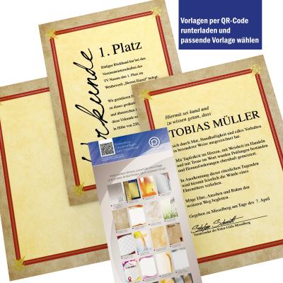 Preview: Urkundenpapier DIN A4 190 g/m² beidseitig bedruckt – Motiv Prestige Classic