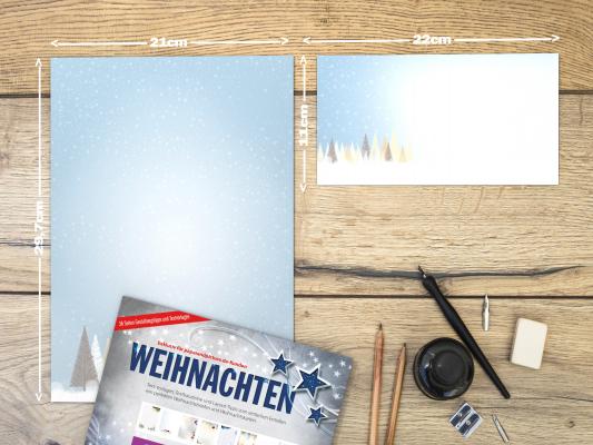 Weihnachtsbriefpapier Winterlicher Märchenwald Briefpapier mit Motiv
