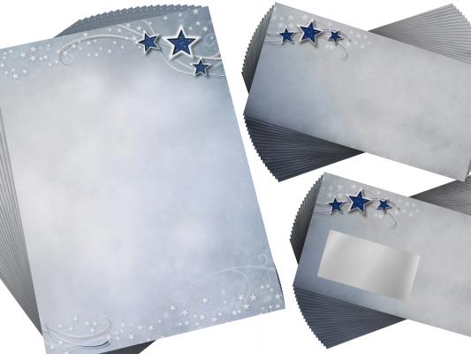 Preview: Weihnachtsbriefpapier Simply Stars Briefpapier mit Motiv