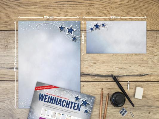 Preview: Weihnachtsbriefpapier mit Motiv Simply Stars Briefpapier mit Motiv