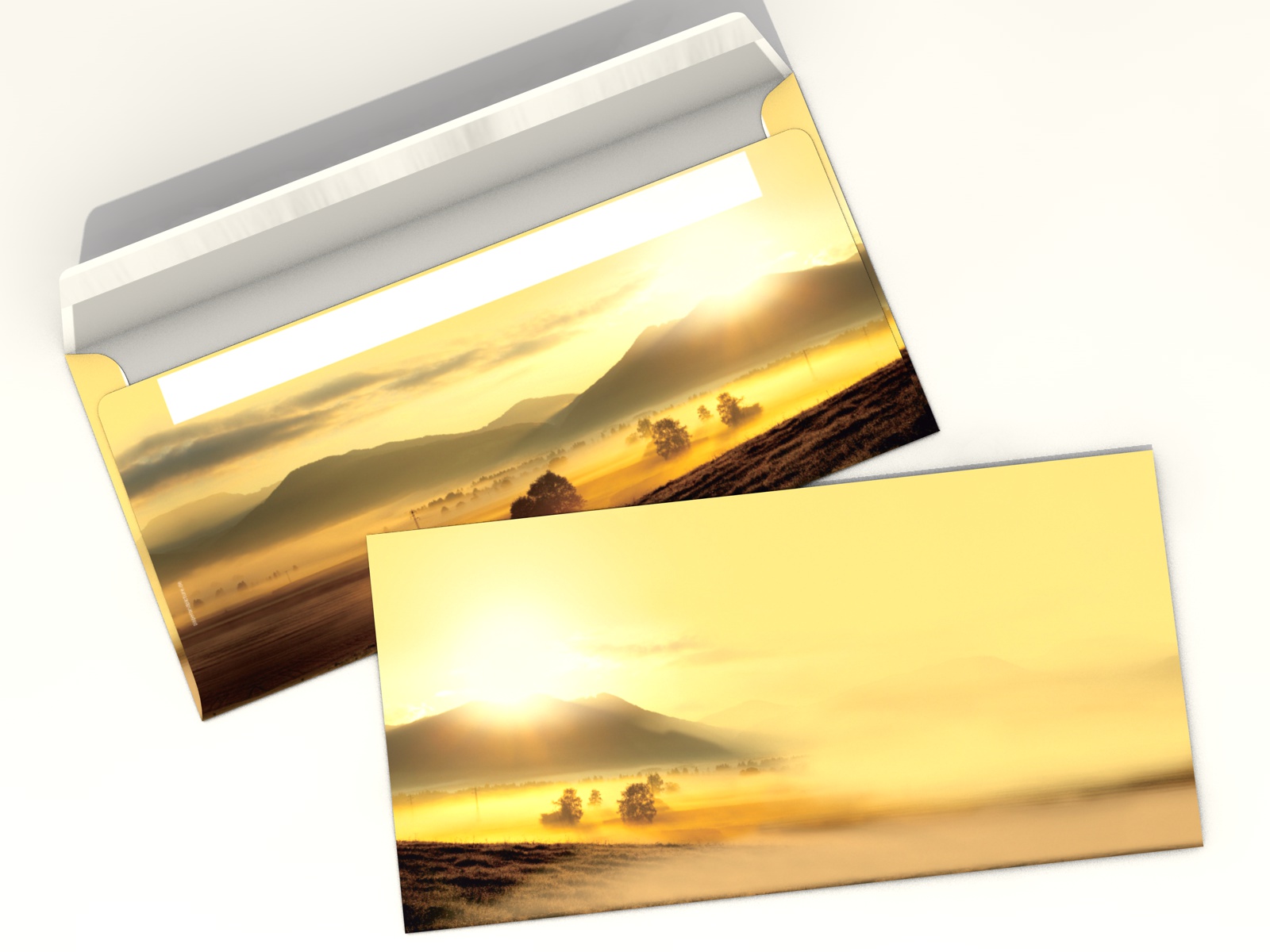 100-teilig mit 50 Blatt Motivpapier DIN A4 Sonnenaufgang in der Natur Briefpapier Set Herbst-Morgen 90g/qm und 50 passenden DIN LANG-Briefumschlägen 
