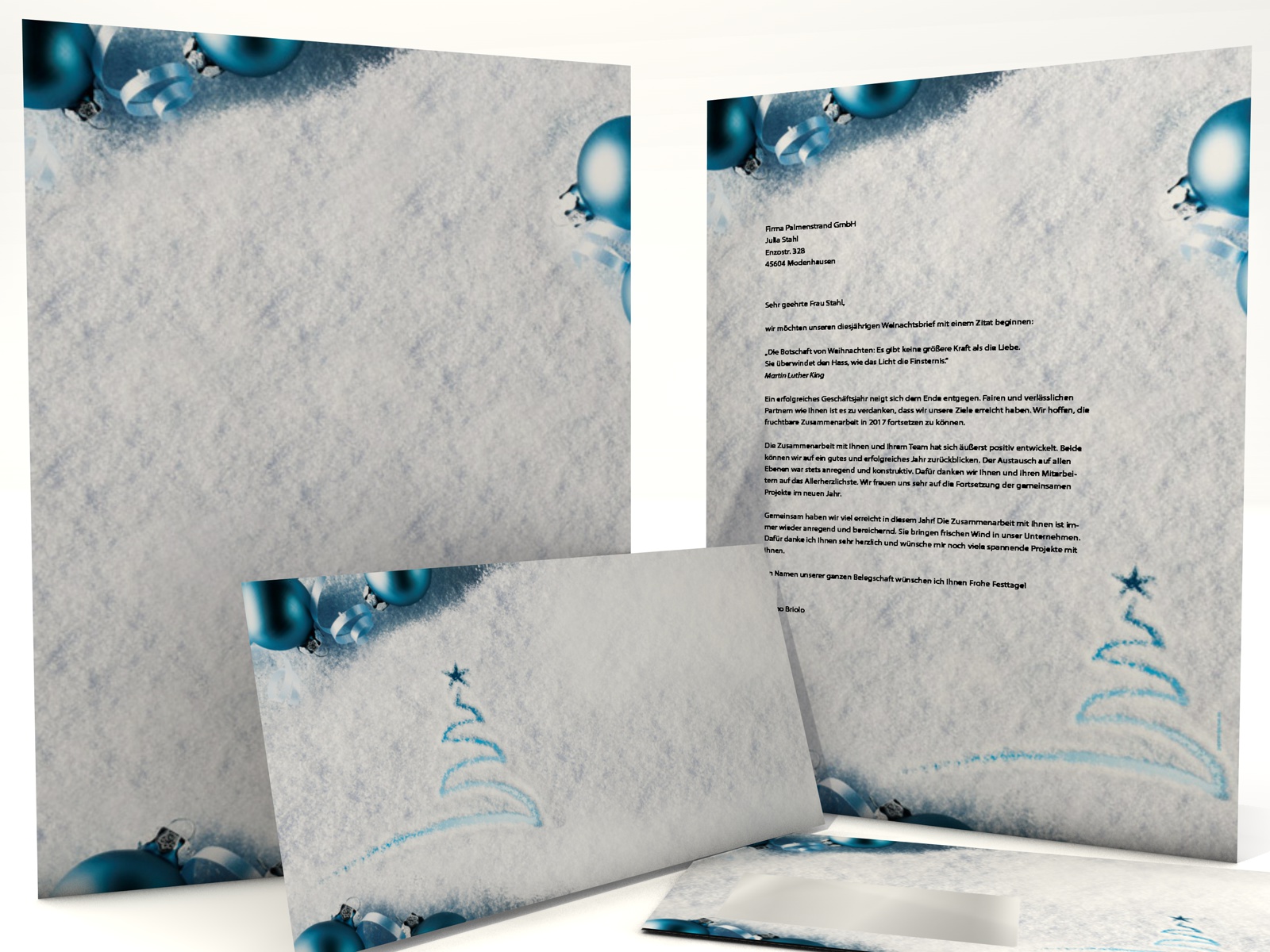 Weihnachtsbriefpapier Spuren im Schnee A4 100 Blatt 