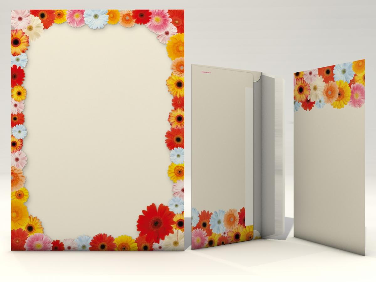 Motivpapier Farbige Gerbera Briefpapier mit Motiv