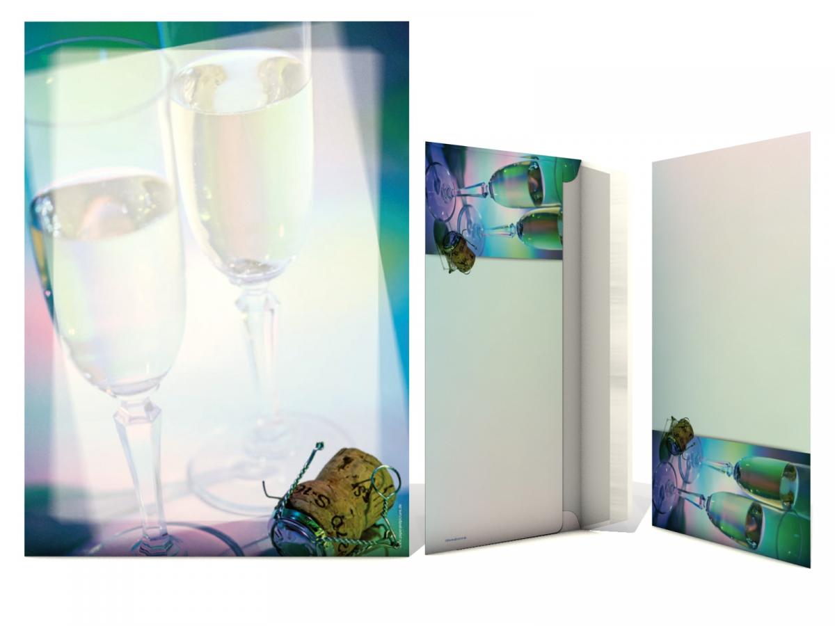 Motivpapier Champagner-Gläser Briefpapier mit Motiv