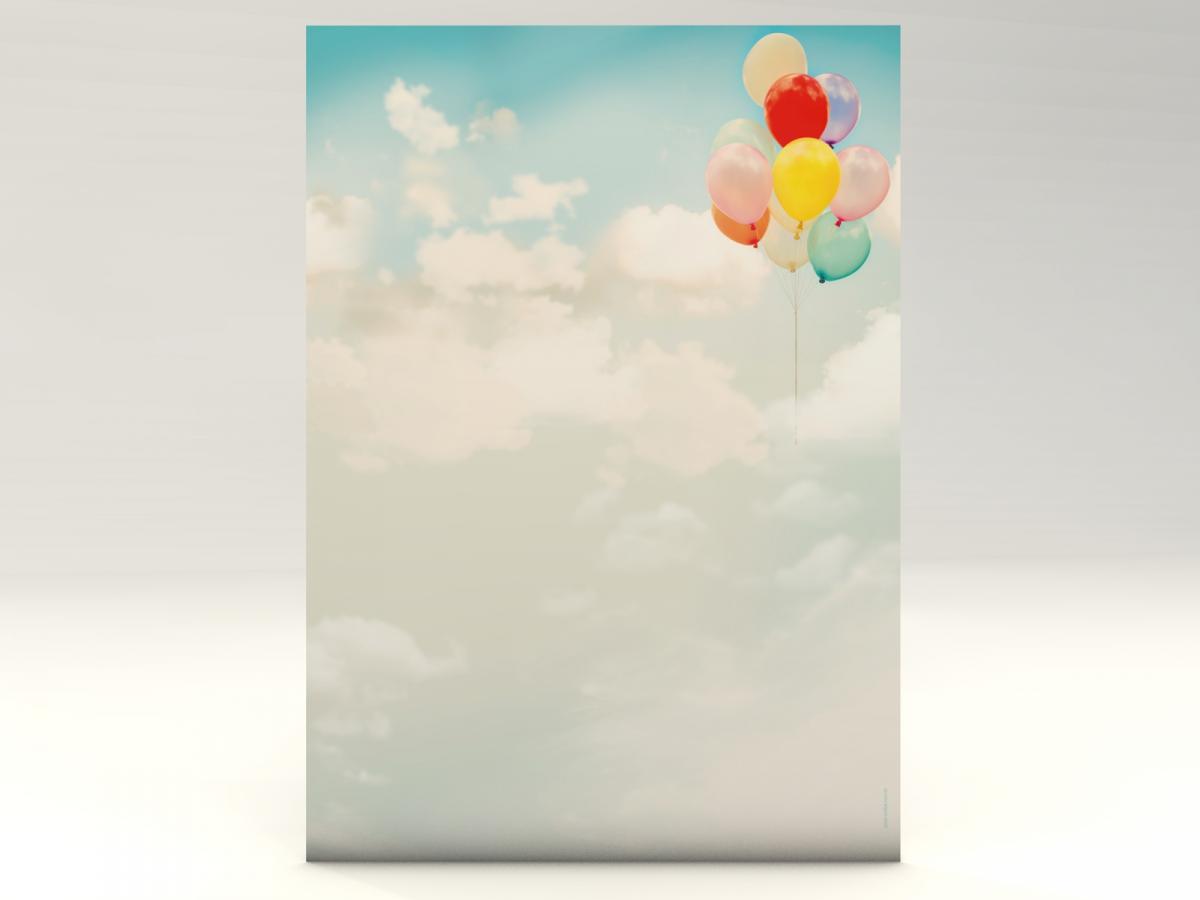 Motivpapier Luftballons im Himmel Briefpapier mit Motiv