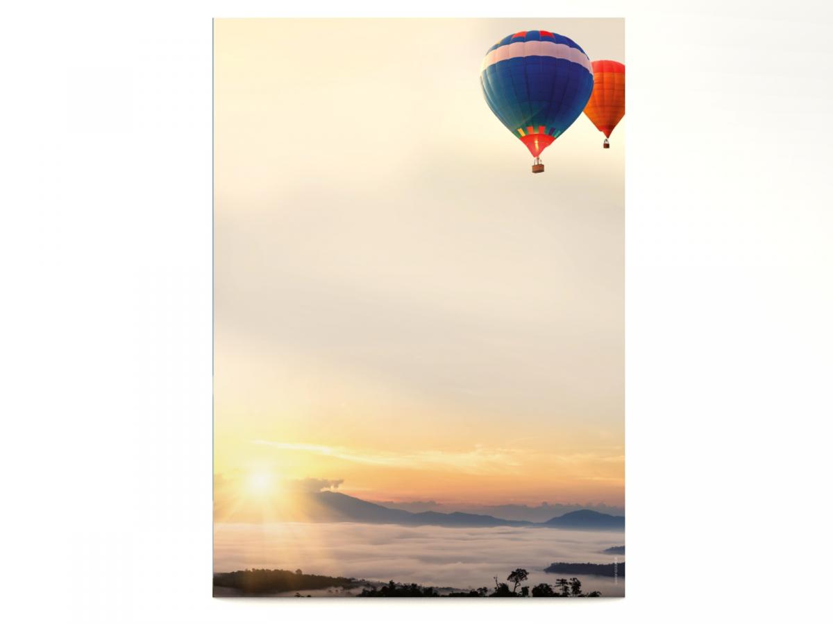 Motivpapier Wolkenreise im Ballon Briefpapier mit Motiv