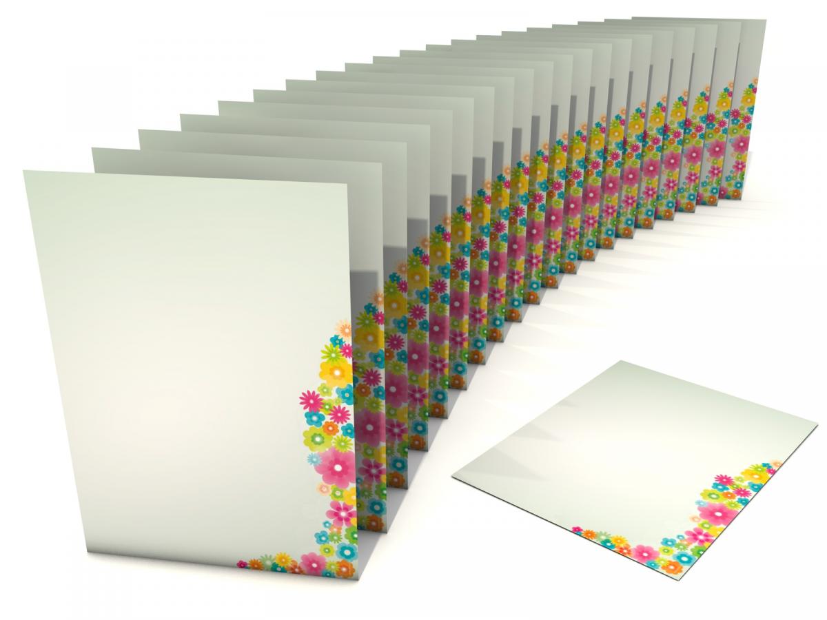 Motivpapier Flower Power Prilblumen Briefpapier mit Motiv