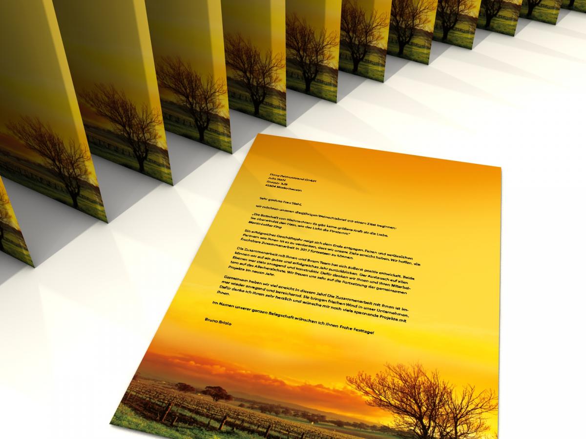 Motivpapier Weinberg am Abend Briefpapier mit Motiv