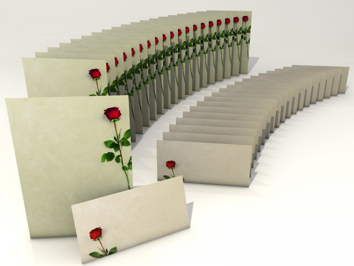 Stationery Red Rose Writing paper