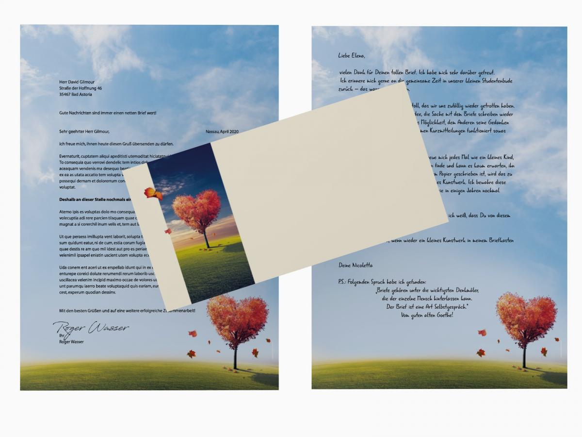 Motivpapier Tree of Love - Herz-Baum Briefpapier mit Motiv