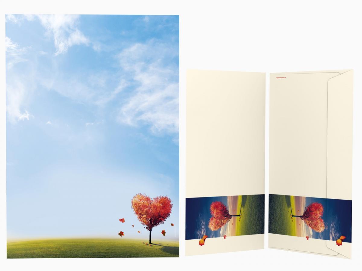 Motivpapier Tree of Love - Herz-Baum Briefpapier mit Motiv