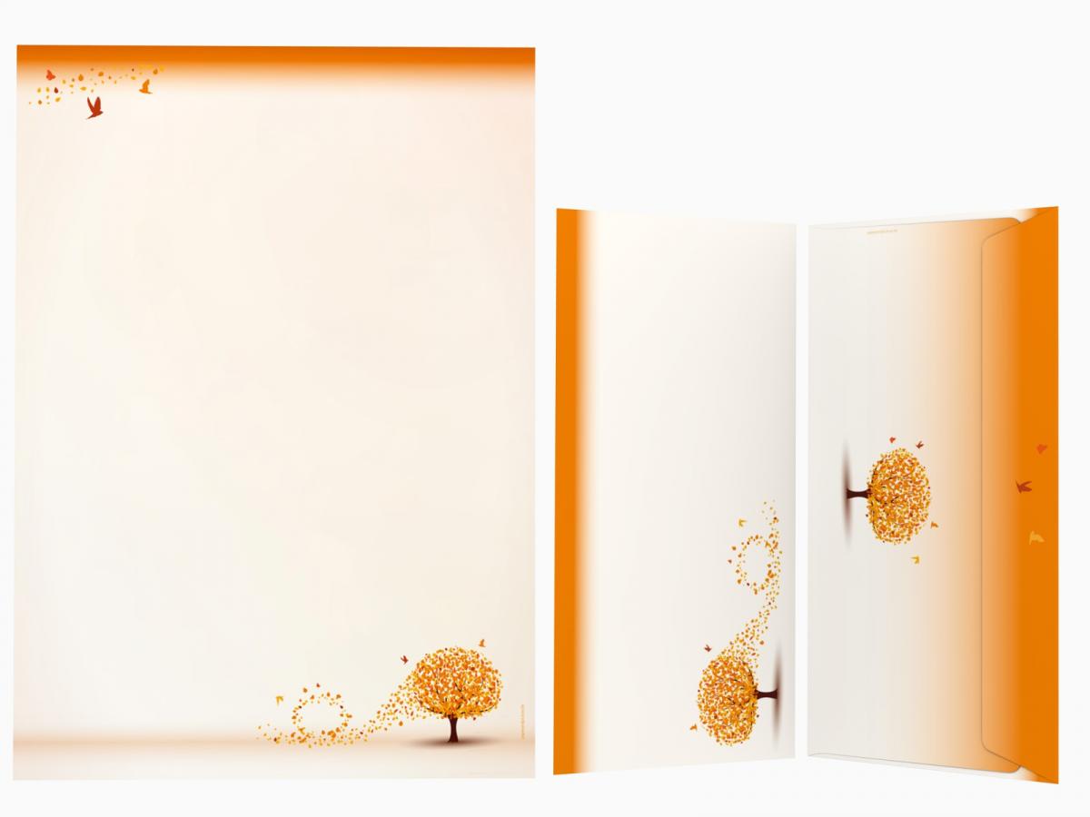 Motivpapier Schreibset Herbst-Bäume