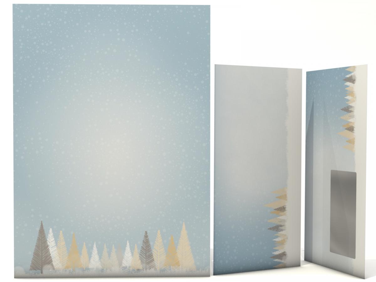 Weihnachtspapier Winterlicher Märchenwald Briefpapier mit Motiv