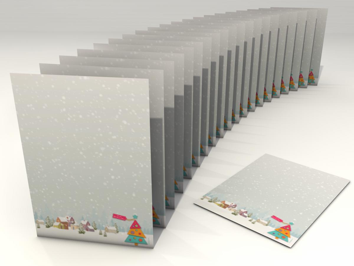 Weihnachtspapier Buntes Tannenbäumchen Briefpapier mit Motiv
