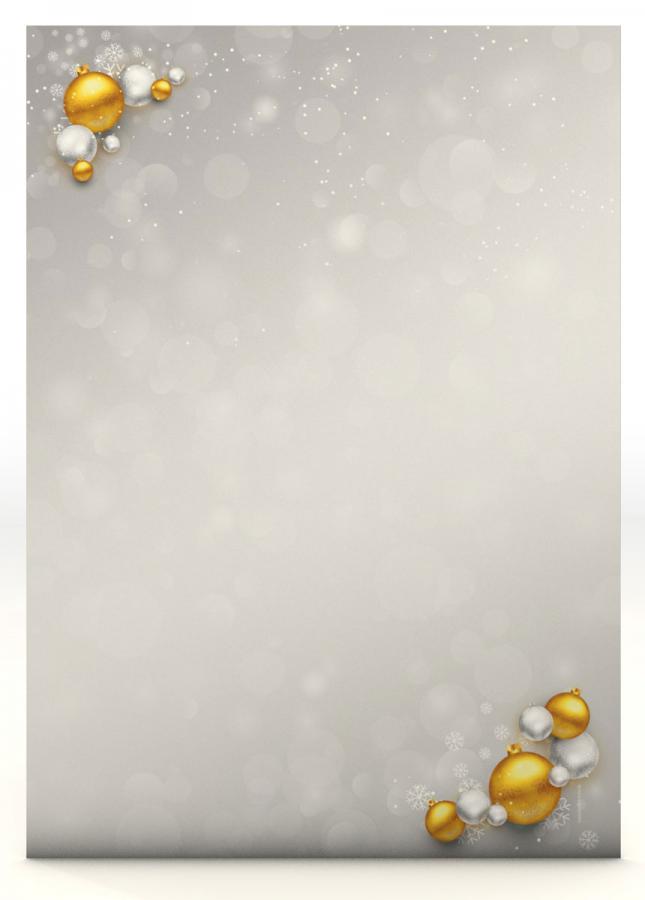 Christmas Stationery Christmas Baubles Silver and Gold Writing paper