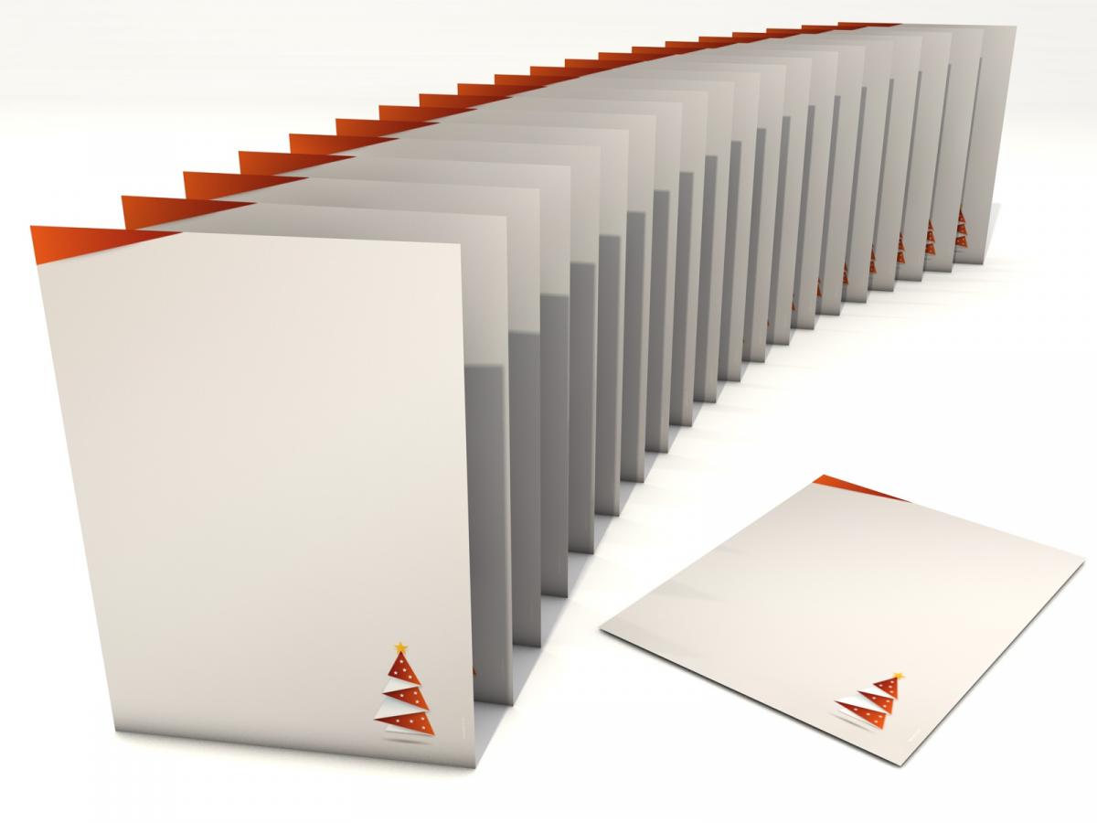 Weihnachtsbriefpapier Weihnachts-Origami ROT Briefpapier mit Motiv