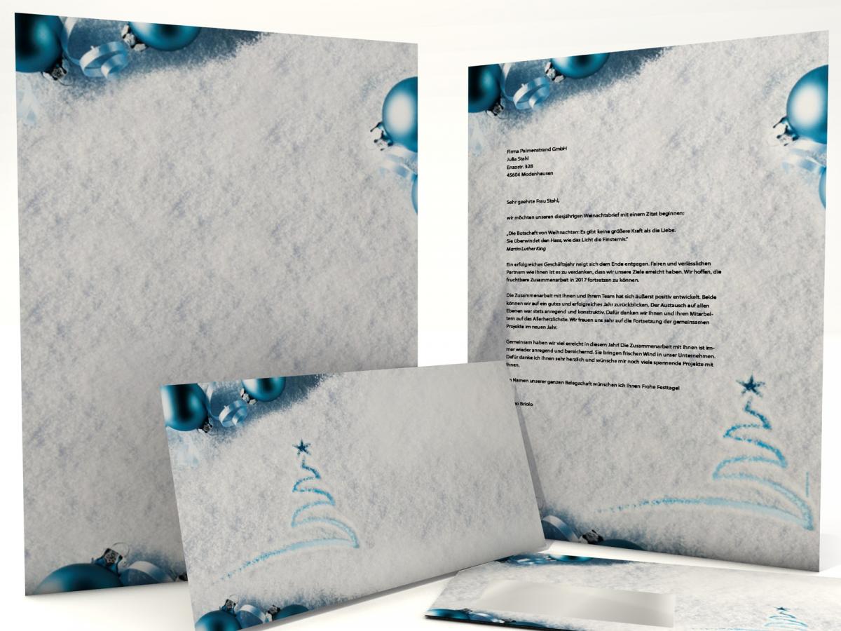 Weihnachtspapier Spuren im Schnee Briefpapier mit Motiv