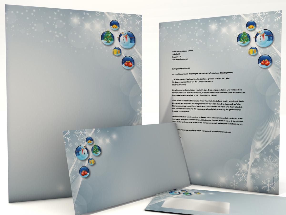 Christmas Stationery Christmas Snowbaubles Writing paper