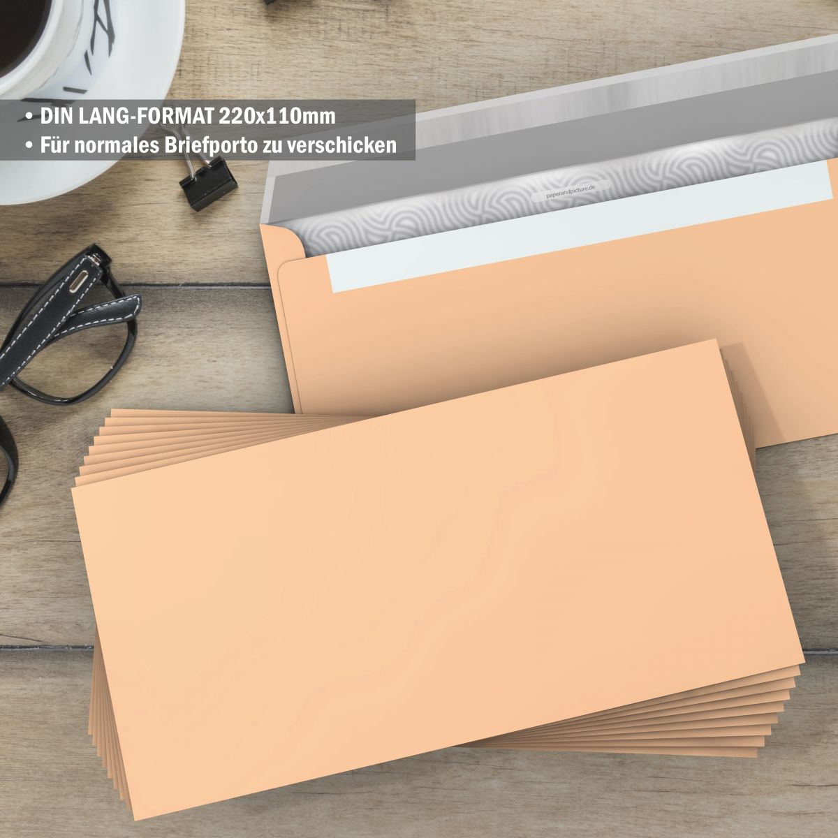 Briefpapier Sommerhimmel mit adressiertem und frankiertem DIN Lang Umschlag