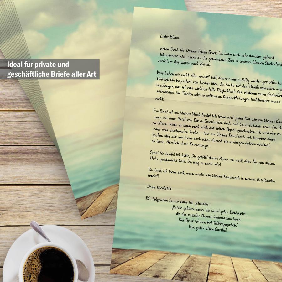 Briefpapier Ocean View DIN A4 maritimes Motivpapier mit Meerblick