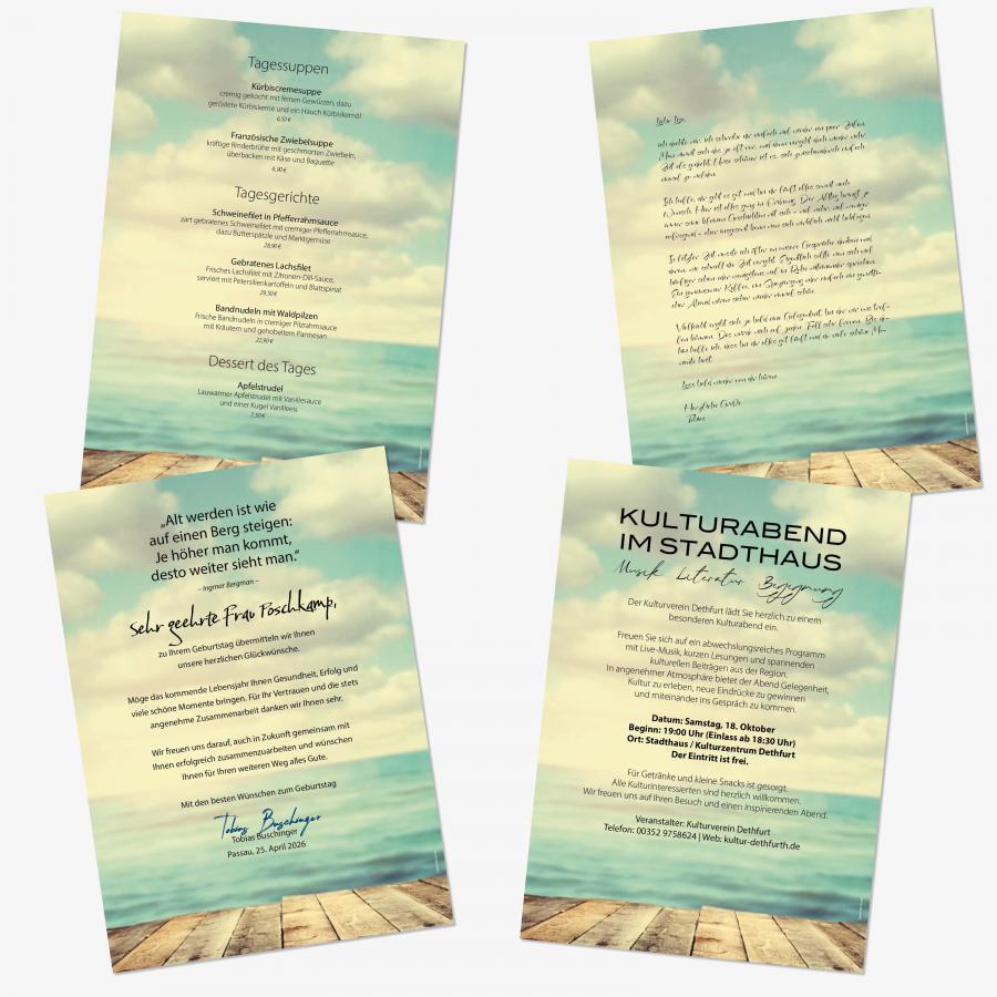 Briefpapier Ocean View DIN A4 maritimes Motivpapier mit Meerblick