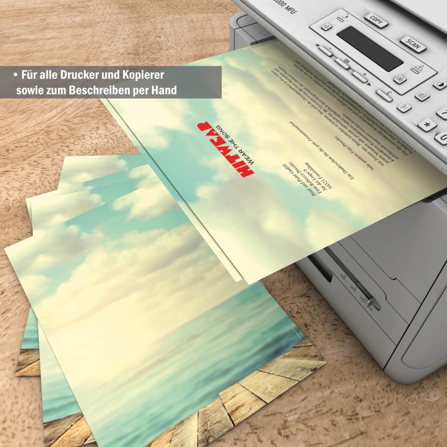 Briefpapier Ocean View DIN A4 maritimes Motivpapier mit Meerblick