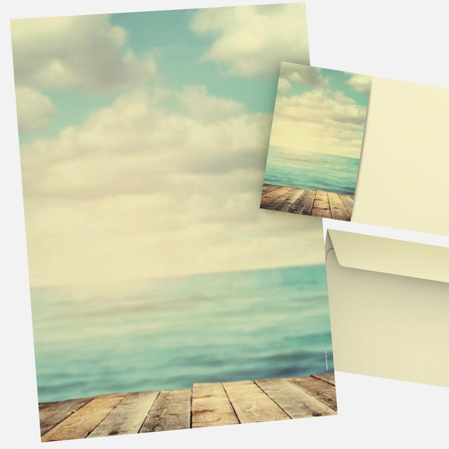 Briefpapier Ocean View DIN A4 maritimes Motivpapier mit Meerblick