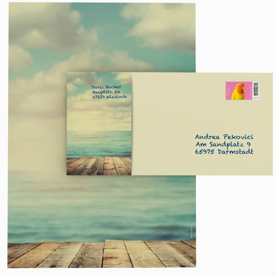 Briefpapier Ocean View DIN A4 maritimes Motivpapier mit Meerblick