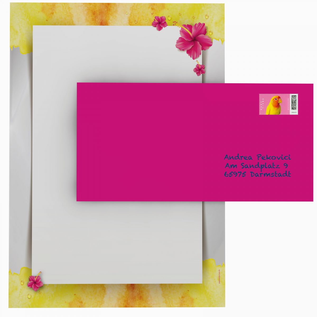 Tropical flowers letter paper with exotic floral design